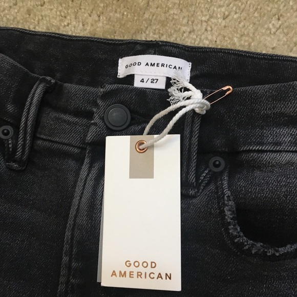 NWT Rare Good American Good Classic Fray Flex High Rise Fringe Gray Distressed 4 - Picture 9 of 14